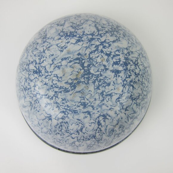Antique Graniteware Mixing Bowl Blue Swirl 8" Enamelware Bowl Mottled Blue White - Picture 11 of 14